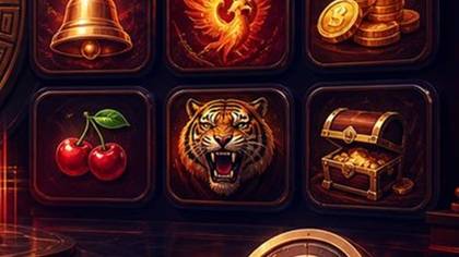 Slota Casino Book Games Illustration mit Schatztruhe, Gold und thematischen Slot Symbolen