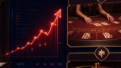 Slota Casino Crash Games Provider Illustration mit roter Multiplikator Kurve und Spieltisch