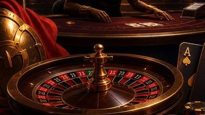 Slota Casino Live Roulette Provider Illustration mit Roulette Rad und Casino Chips